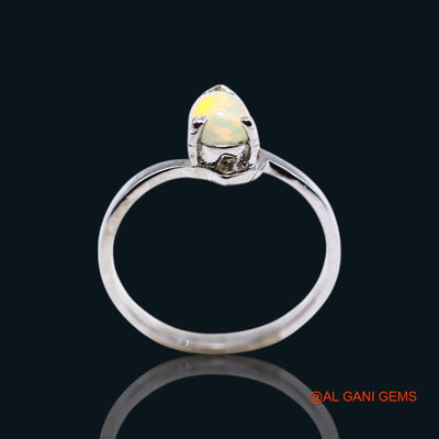 Sacral Chakra Ethiopian Fire Opal Stone 925 Sterling Silver Solitaire Bezel Ring SR-17