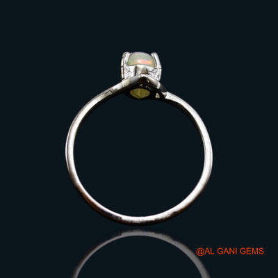 Sacral Chakra Ethiopian Fire Opal Stone 925 Sterling Silver Solitaire Bezel Ring SR-17