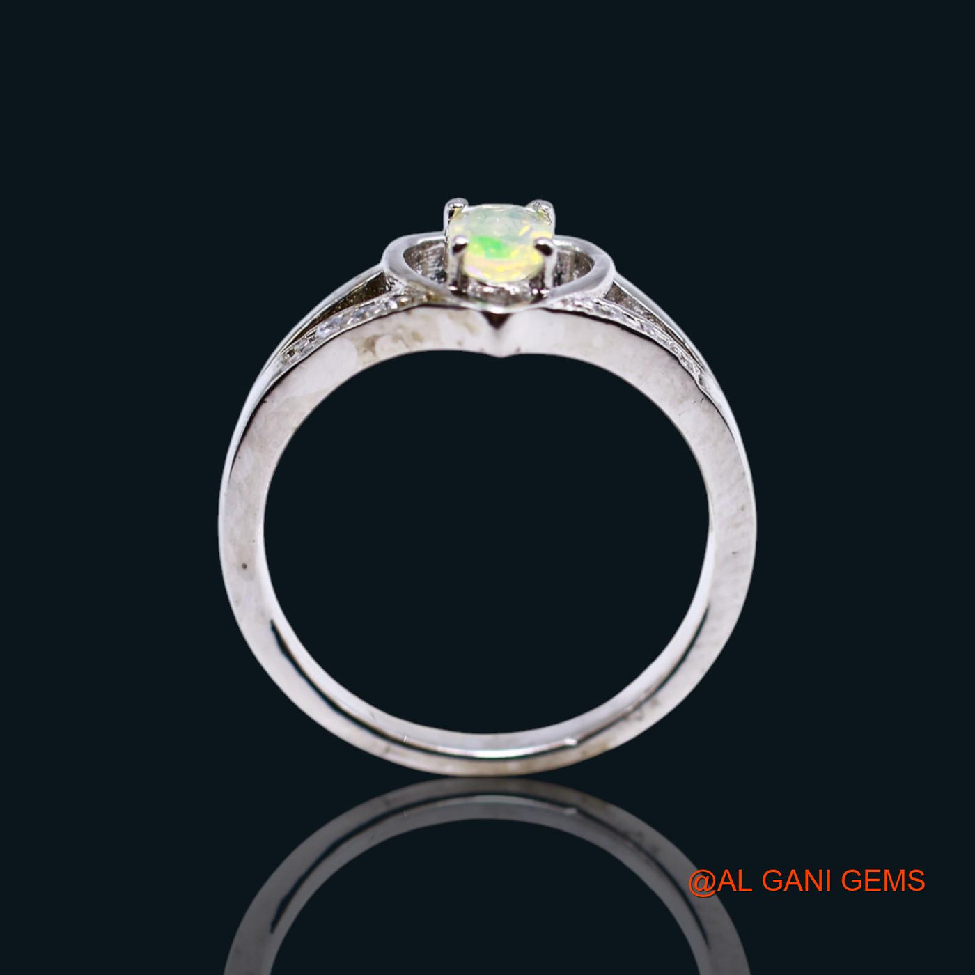 Ethiopian Fire Opal Gemstone Zircon Sterling Silver Daughter Solitaire Bezel Ring SR-18