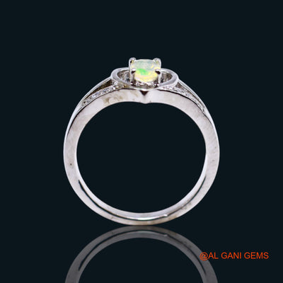 Ethiopian Fire Opal Gemstone Zircon Sterling Silver Daughter Solitaire Bezel Ring SR-18