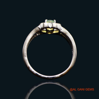 Ethiopian Fire Opal Gemstone Zircon Sterling Silver Daughter Solitaire Bezel Ring SR-18