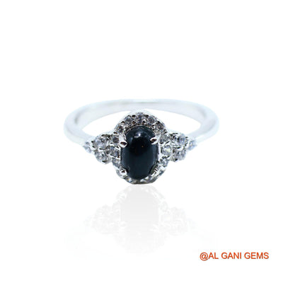 Black Star Stone Zircon Solitaire Wedding Boho Ring 925 Sterling Silver SR-1