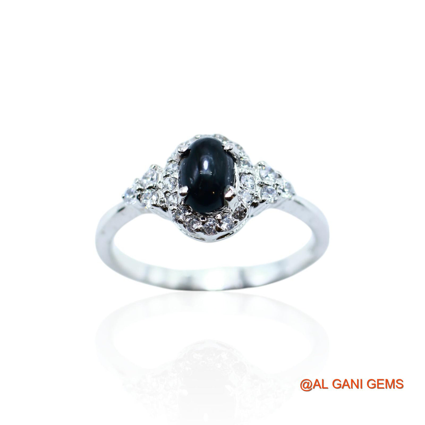 Black Star Stone Zircon Solitaire Wedding Boho Ring 925 Sterling Silver SR-1