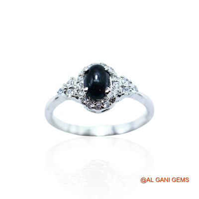 Black Star Stone Zircon Solitaire Wedding Boho Ring 925 Sterling Silver SR-1