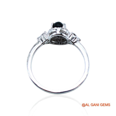 Black Star Stone Zircon Solitaire Wedding Boho Ring 925 Sterling Silver SR-1