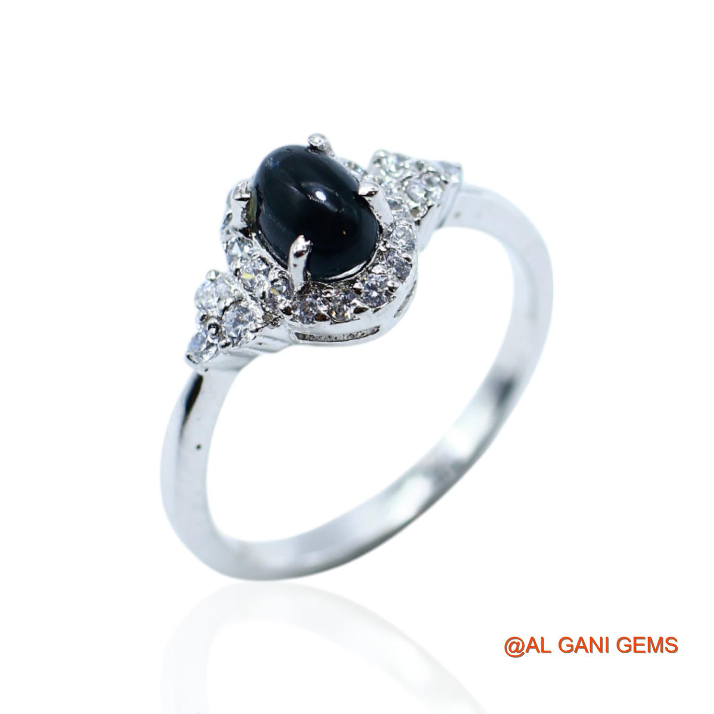 Black Star Stone Zircon Solitaire Wedding Boho Ring 925 Sterling Silver SR-1