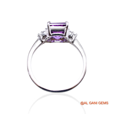 Sterling Silver Faceted Natural Amethyst Zircon Solitaire Wedding Ring SR-20