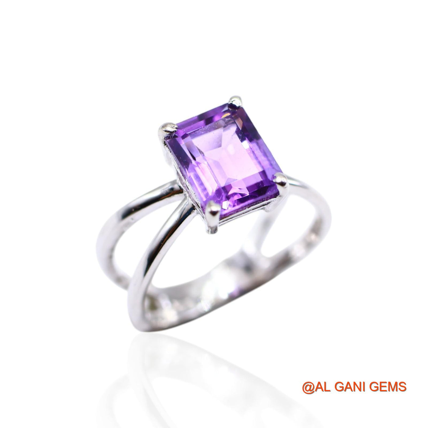 925 Silver Natural Amethyst Anniversary Solitaire Statement Bezel Ring SR-21