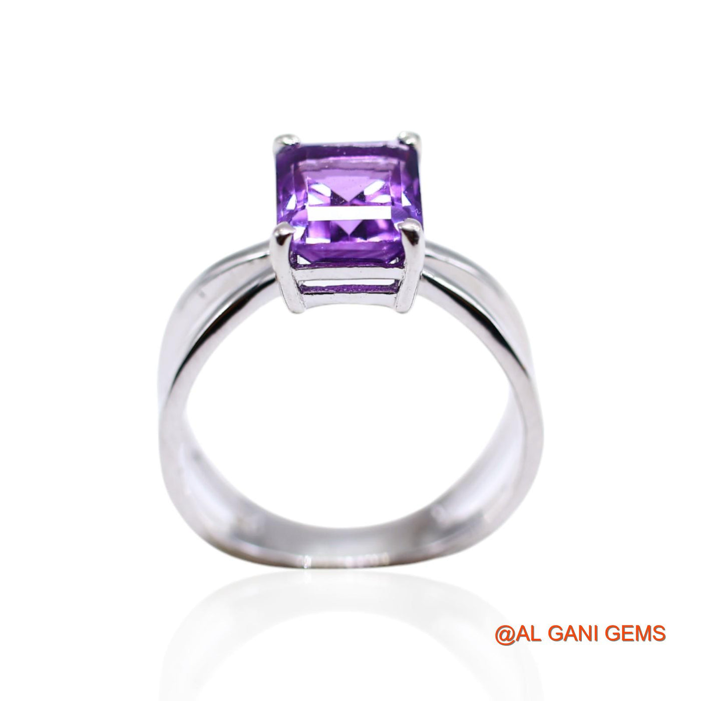 925 Silver Natural Amethyst Anniversary Solitaire Statement Bezel Ring SR-21