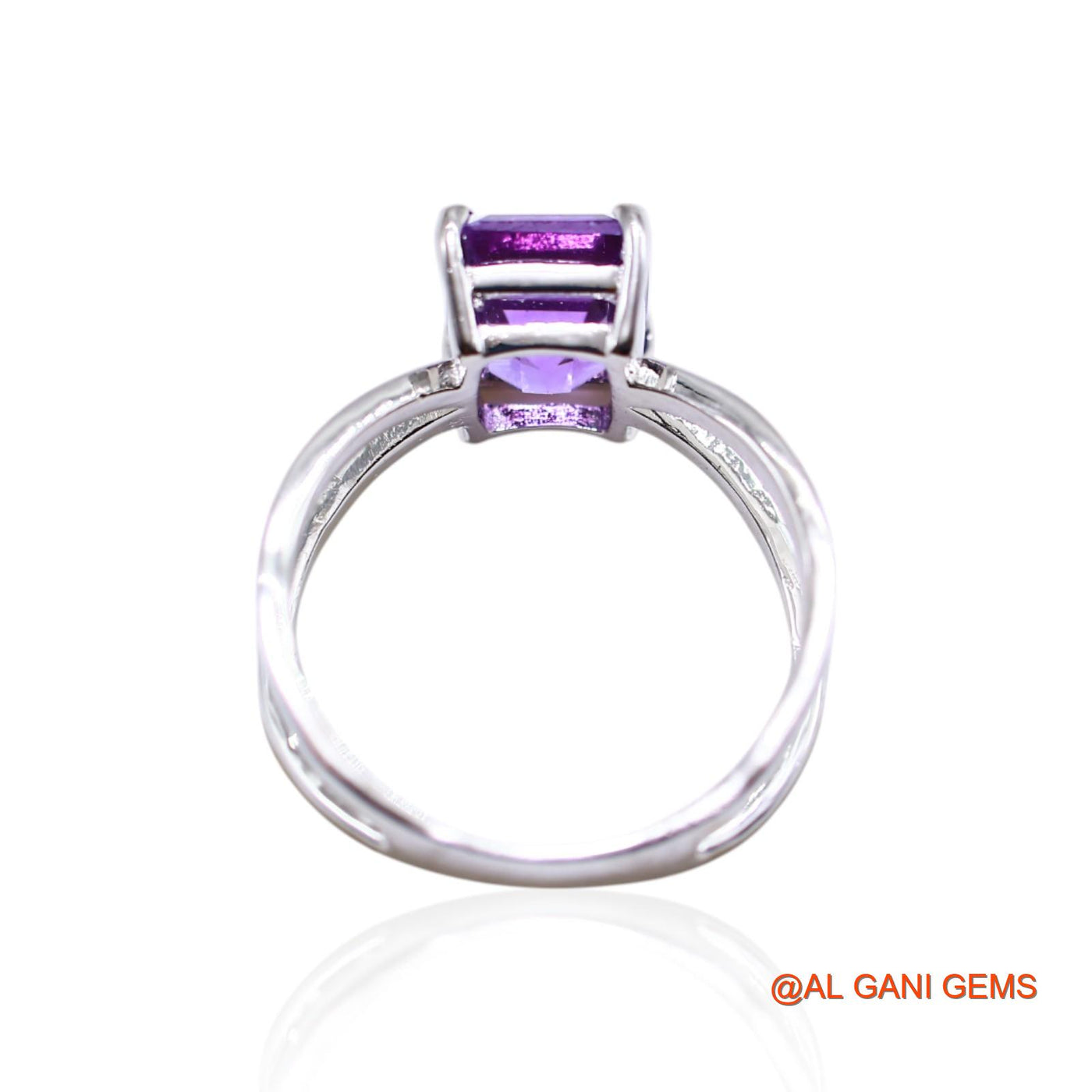 925 Silver Natural Amethyst Anniversary Solitaire Statement Bezel Ring SR-21