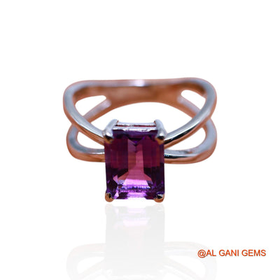 925 Silver Natural Amethyst Anniversary Solitaire Statement Bezel Ring SR-21