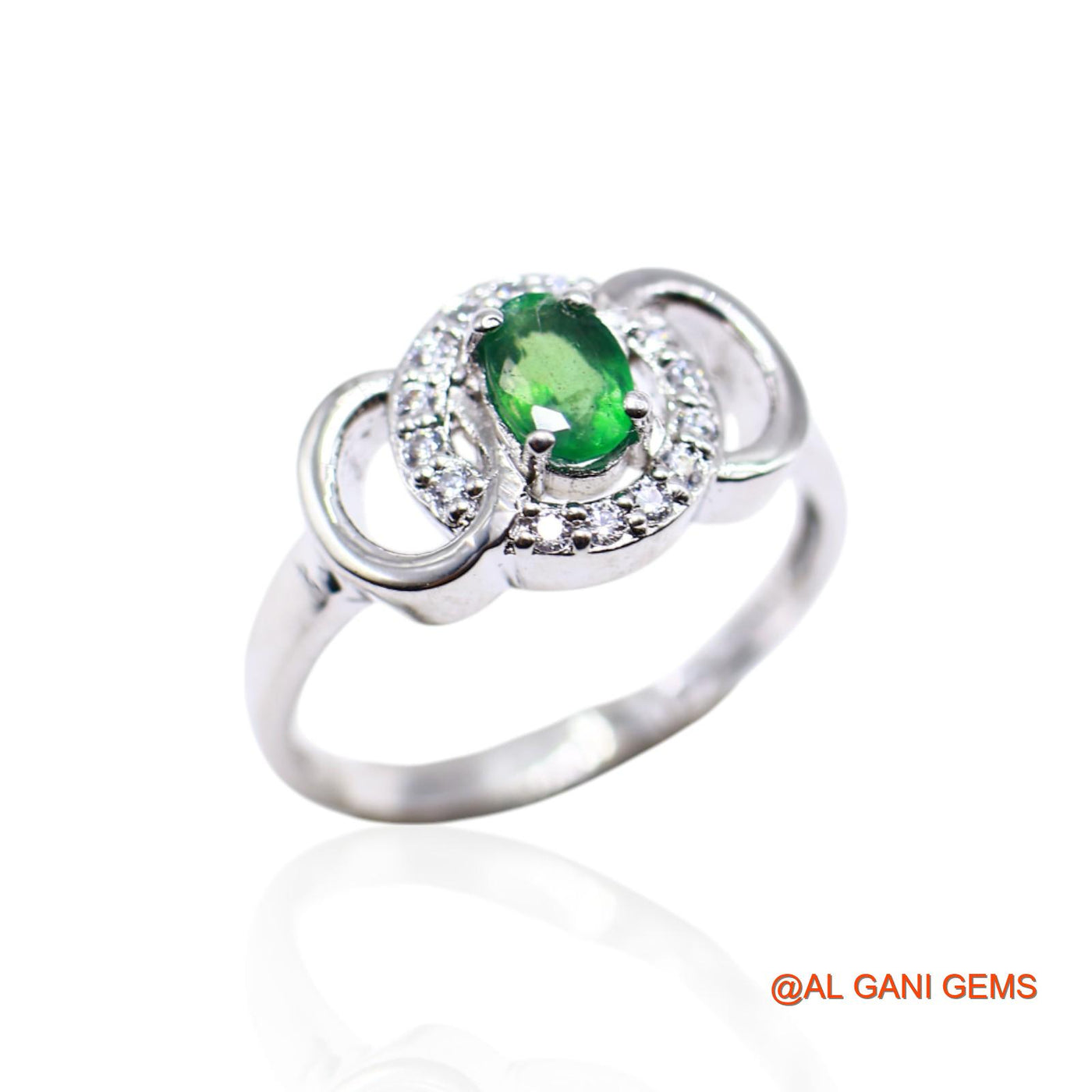 925 Silver May Emerald Stone Zircon Mother Bezel Solitaire Boho Ring SR-22