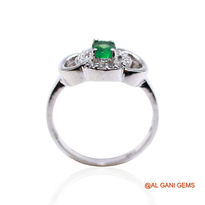 925 Silver May Emerald Stone Zircon Mother Bezel Solitaire Boho Ring SR-22