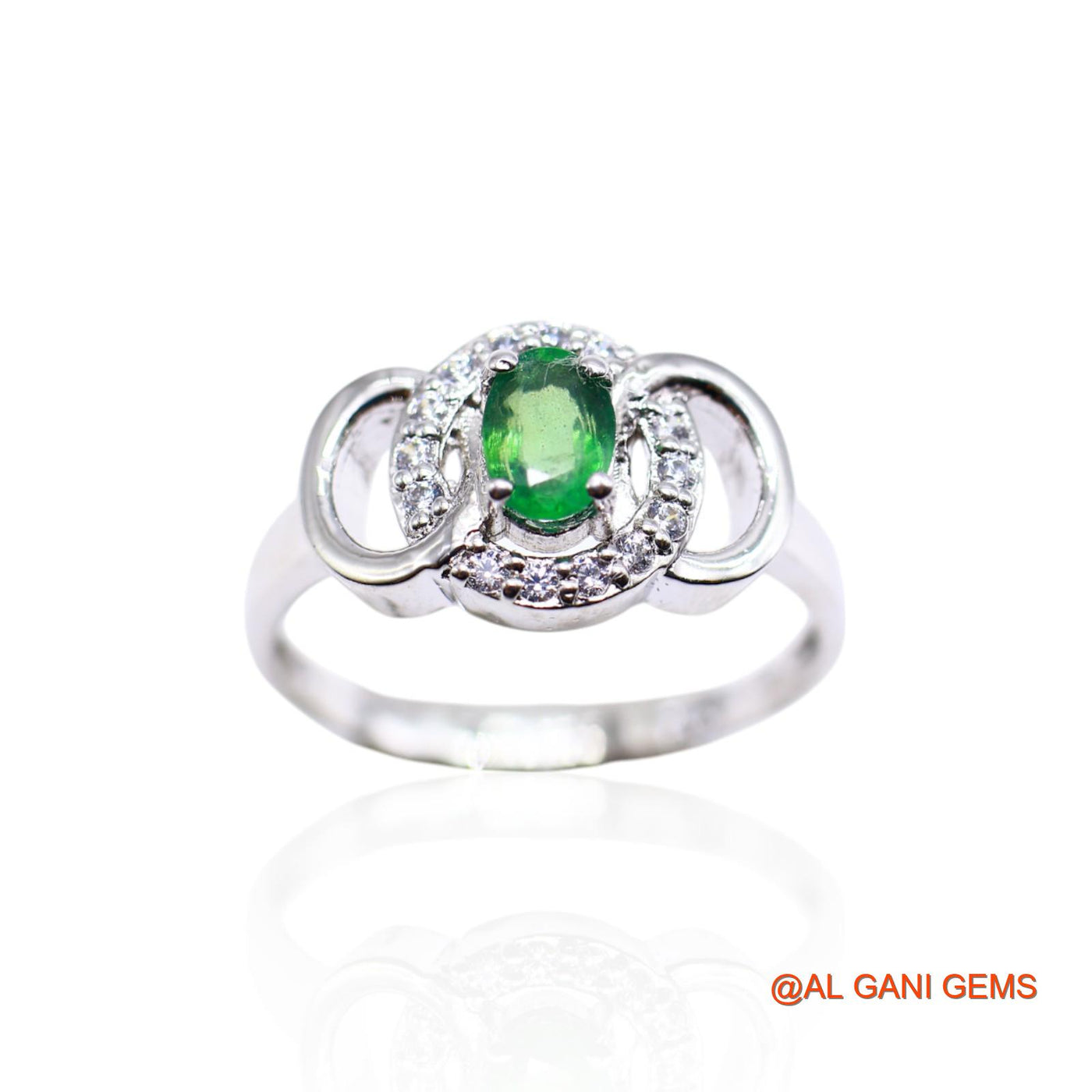 925 Silver May Emerald Stone Zircon Mother Bezel Solitaire Boho Ring SR-22