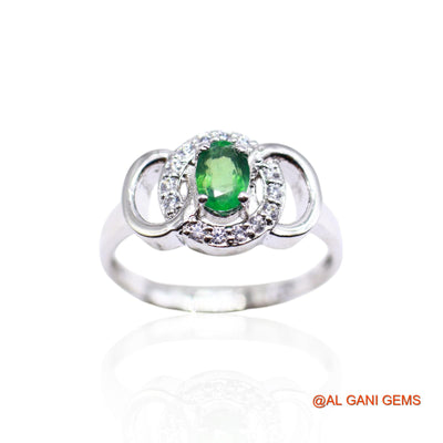 925 Silver May Emerald Stone Zircon Mother Bezel Solitaire Boho Ring SR-22