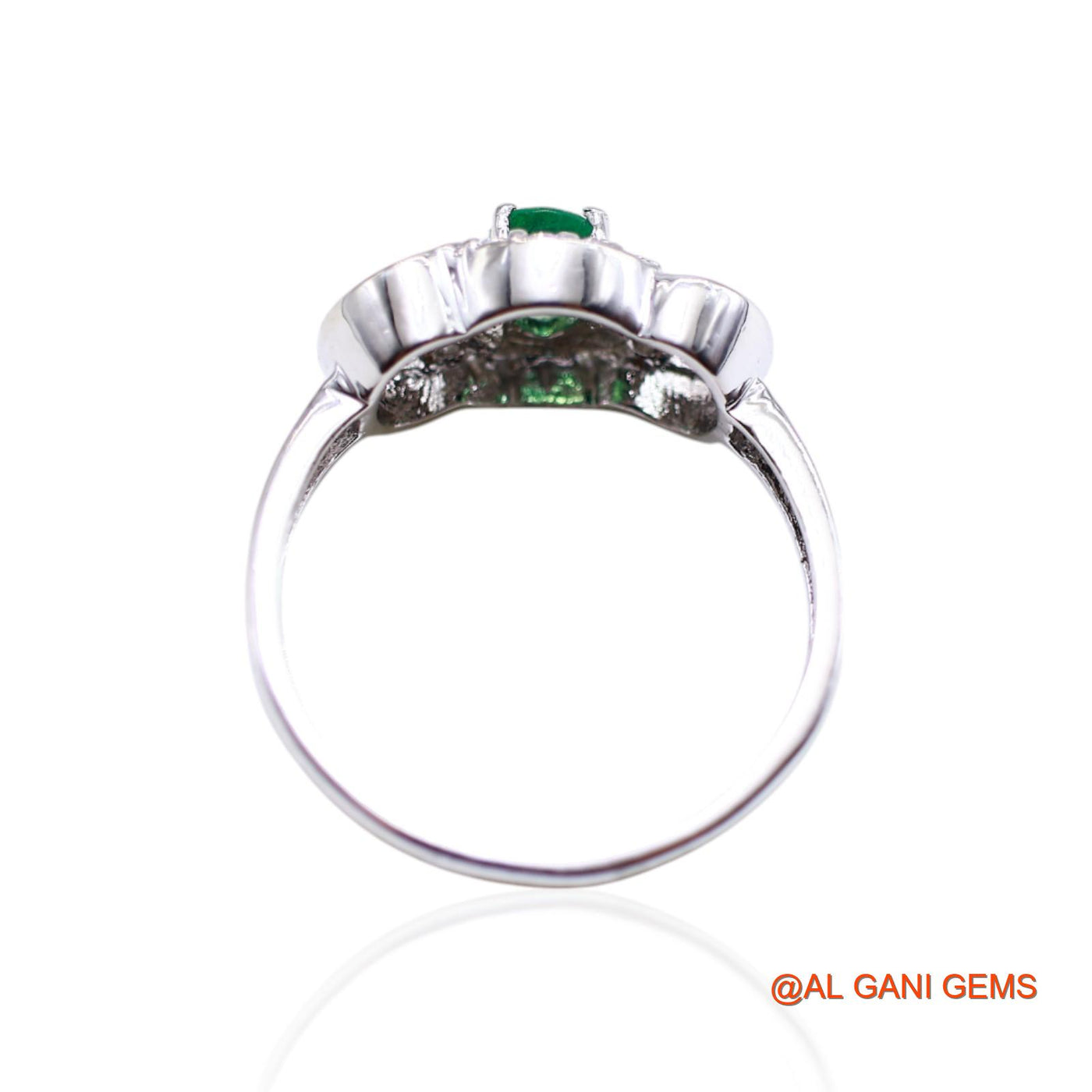 925 Silver May Emerald Stone Zircon Mother Bezel Solitaire Boho Ring SR-22