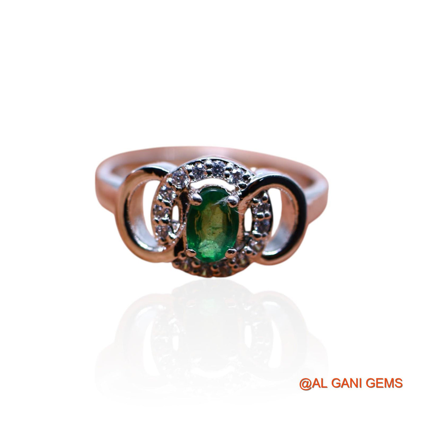 925 Silver May Emerald Stone Zircon Mother Bezel Solitaire Boho Ring SR-22