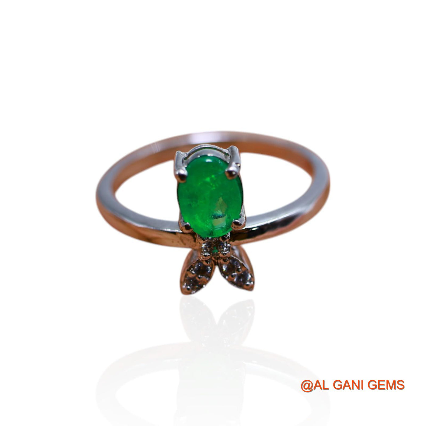925 Silver Faceted Emerald Stone Zircon Wedding Solitaire Bezel Ring SR-23