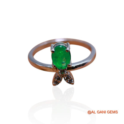 925 Silver Faceted Emerald Stone Zircon Wedding Solitaire Bezel Ring SR-23