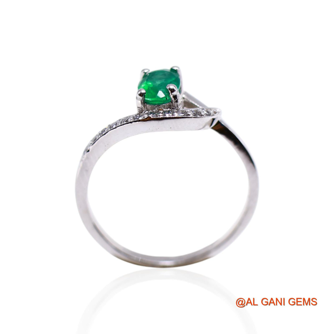 Faceted Emerald Gemstone Zircon 925 Sterling Silver Solitaire Ring SR-24
