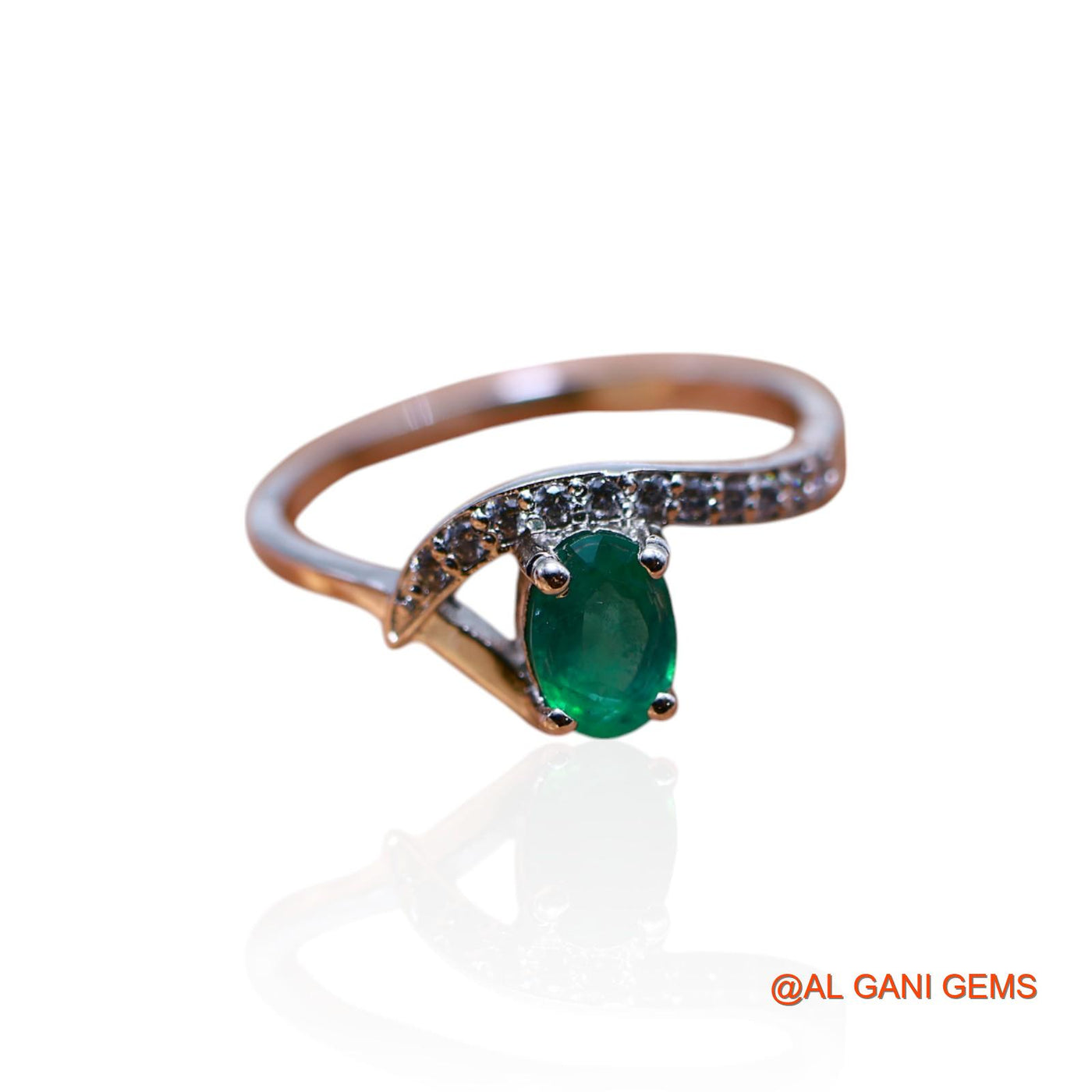 Faceted Emerald Gemstone Zircon 925 Sterling Silver Solitaire Ring SR-24