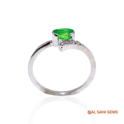 Natural Emerald Zircon Sterling Silver Solitaire Bezel May Birth Ring SR-26