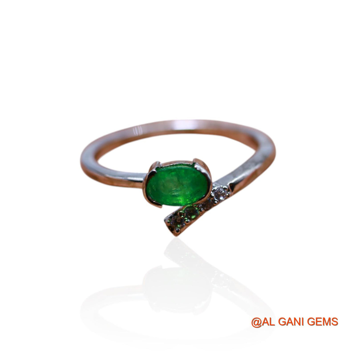 Natural Emerald Zircon Sterling Silver Solitaire Bezel May Birth Ring SR-26