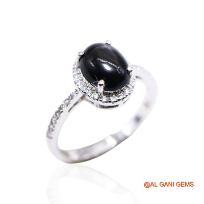Black Star Stone Zircon 925 Sterling Silver Solitaire Promise Boho Ring SR-27