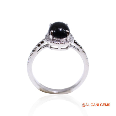 Black Star Stone Zircon 925 Sterling Silver Solitaire Promise Boho Ring SR-27