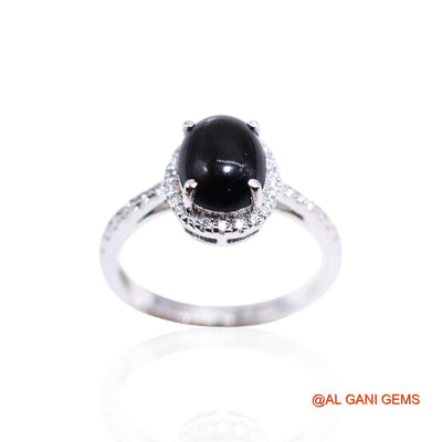 Black Star Stone Zircon 925 Sterling Silver Solitaire Promise Boho Ring SR-27