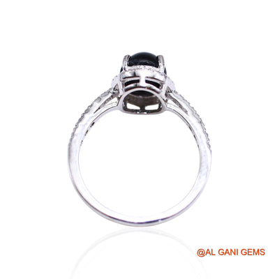 Black Star Stone Zircon 925 Sterling Silver Solitaire Promise Boho Ring SR-27