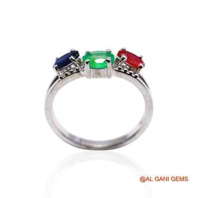 Emerald, Ruby, Sapphire Gemstone Ruby Handcrafted Solitaire Ring 925 Sterling Silver SR-29