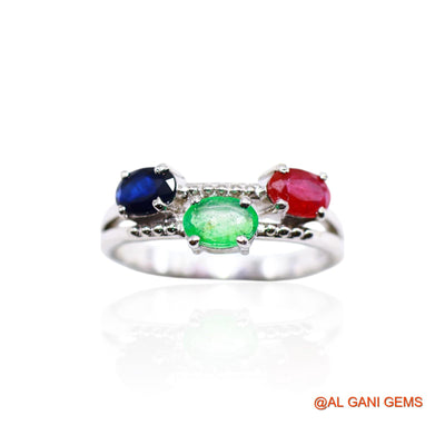 Emerald, Ruby, Sapphire Gemstone Ruby Handcrafted Solitaire Ring 925 Sterling Silver SR-29