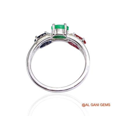 Emerald, Ruby, Sapphire Gemstone Ruby Handcrafted Solitaire Ring 925 Sterling Silver SR-29