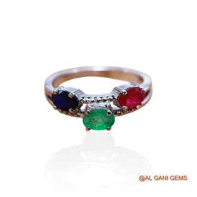 Emerald, Ruby, Sapphire Gemstone Ruby Handcrafted Solitaire Ring 925 Sterling Silver SR-29