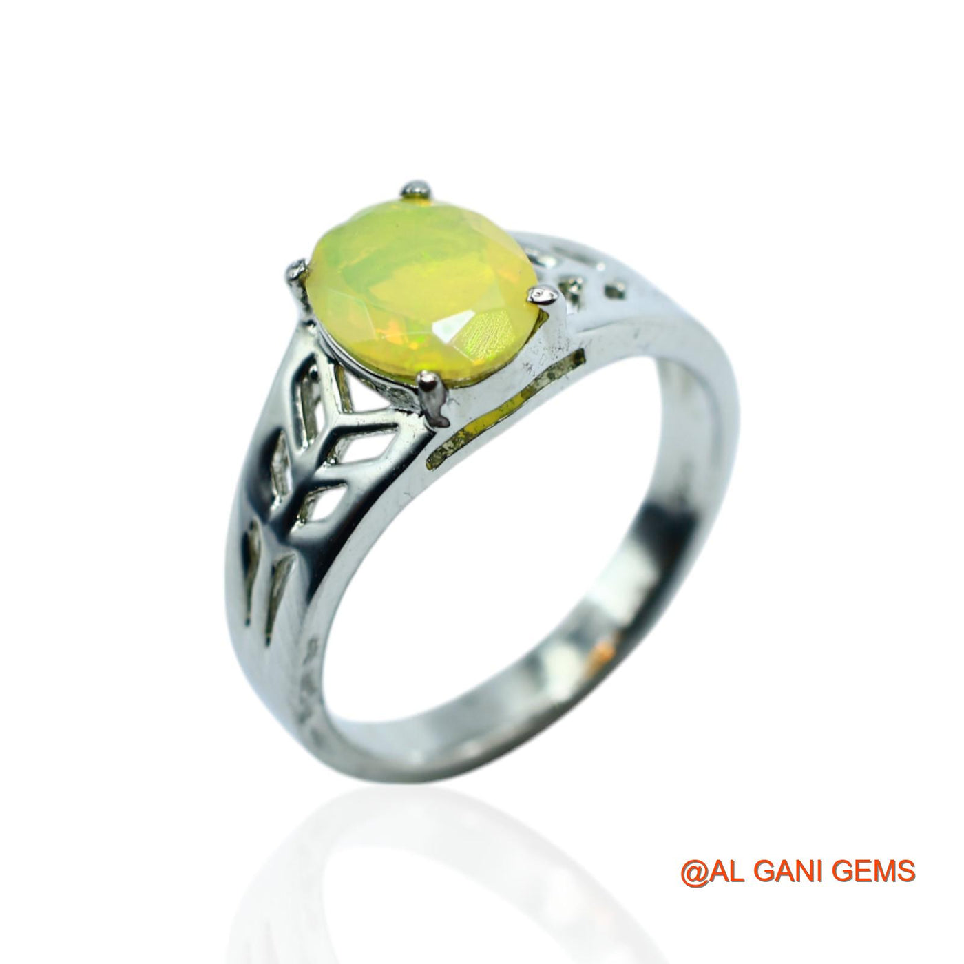 925 Sterling Silver Ethiopian Fire Opal Stone Statement Boho Solitaire Bezel Ring SR-2