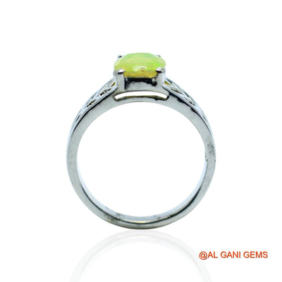 925 Sterling Silver Ethiopian Fire Opal Stone Statement Boho Solitaire Bezel Ring SR-2