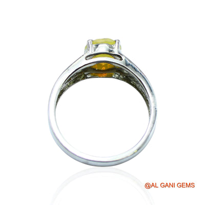 925 Sterling Silver Ethiopian Fire Opal Stone Statement Boho Solitaire Bezel Ring SR-2