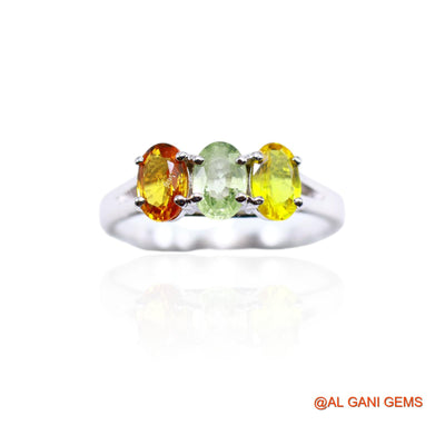 Sterling Silver Multi Sapphire Stone Bezel Solitaire Daughter Handmade Ring SR-30