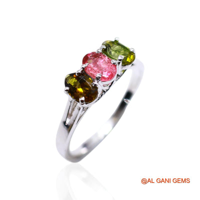Sterling Silver Root Chakra Natural Tourmaline Statement Solitaire Ring SR-32