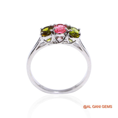 Sterling Silver Root Chakra Natural Tourmaline Statement Solitaire Ring SR-32