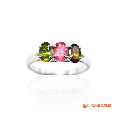 Sterling Silver Root Chakra Natural Tourmaline Statement Solitaire Ring SR-32
