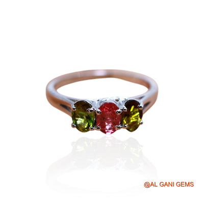 Sterling Silver Root Chakra Natural Tourmaline Statement Solitaire Ring SR-32
