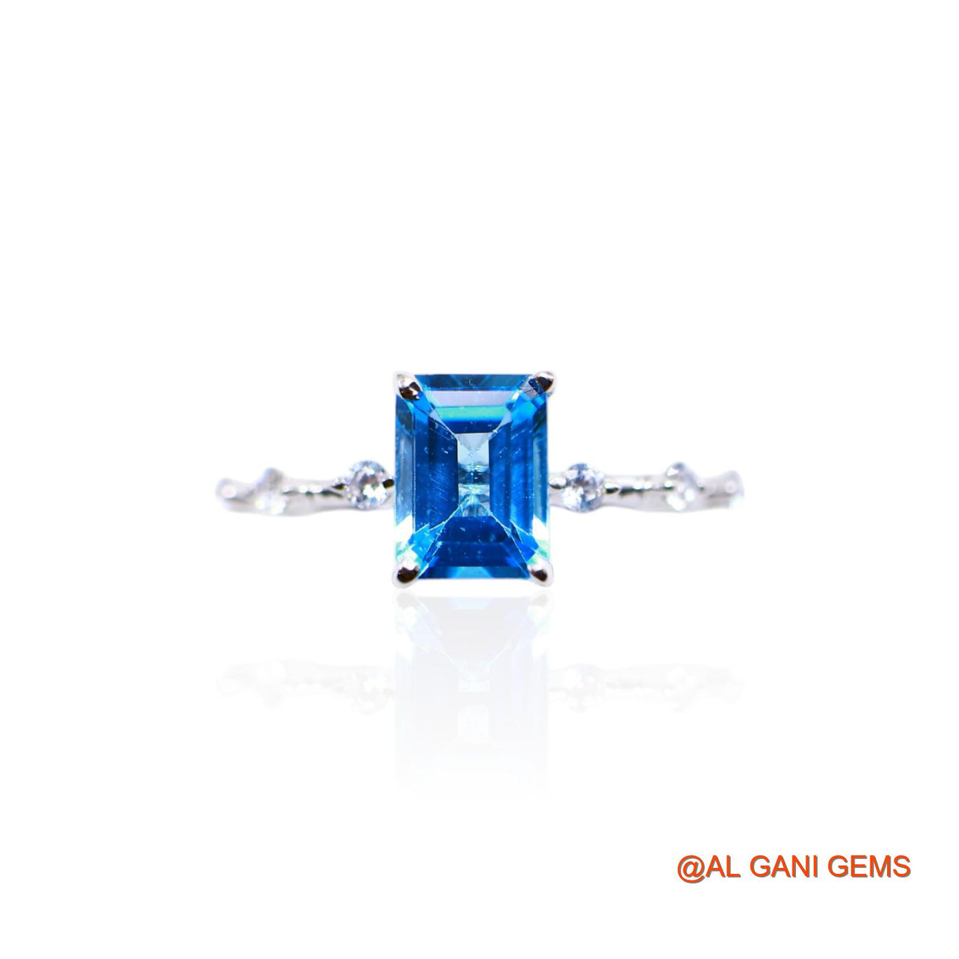 Natural Blue Topaz Zircon Daughter Solitaire Bezel Ring Sterling Silver SR-34
