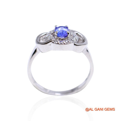 Tanzanite Gemstone Zircon Solitaire Engagement Ring 925 Sterling Silver SR-36