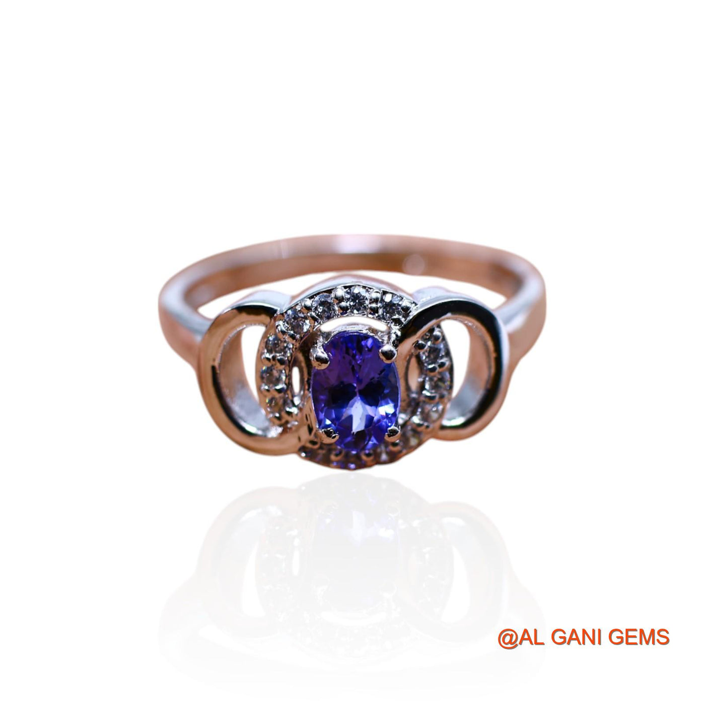Tanzanite Gemstone Zircon Solitaire Engagement Ring 925 Sterling Silver SR-36