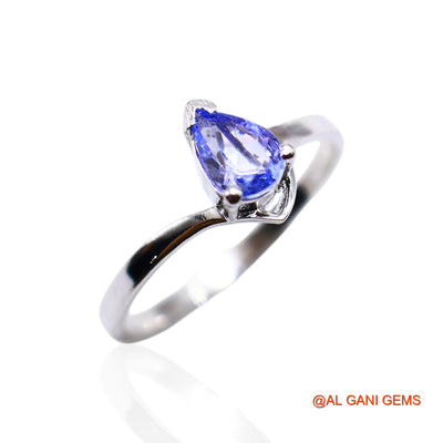 Tanzanite Stone 925 Sterling Silver Solitaire Bezel Dainty Wedding Ring SR-37