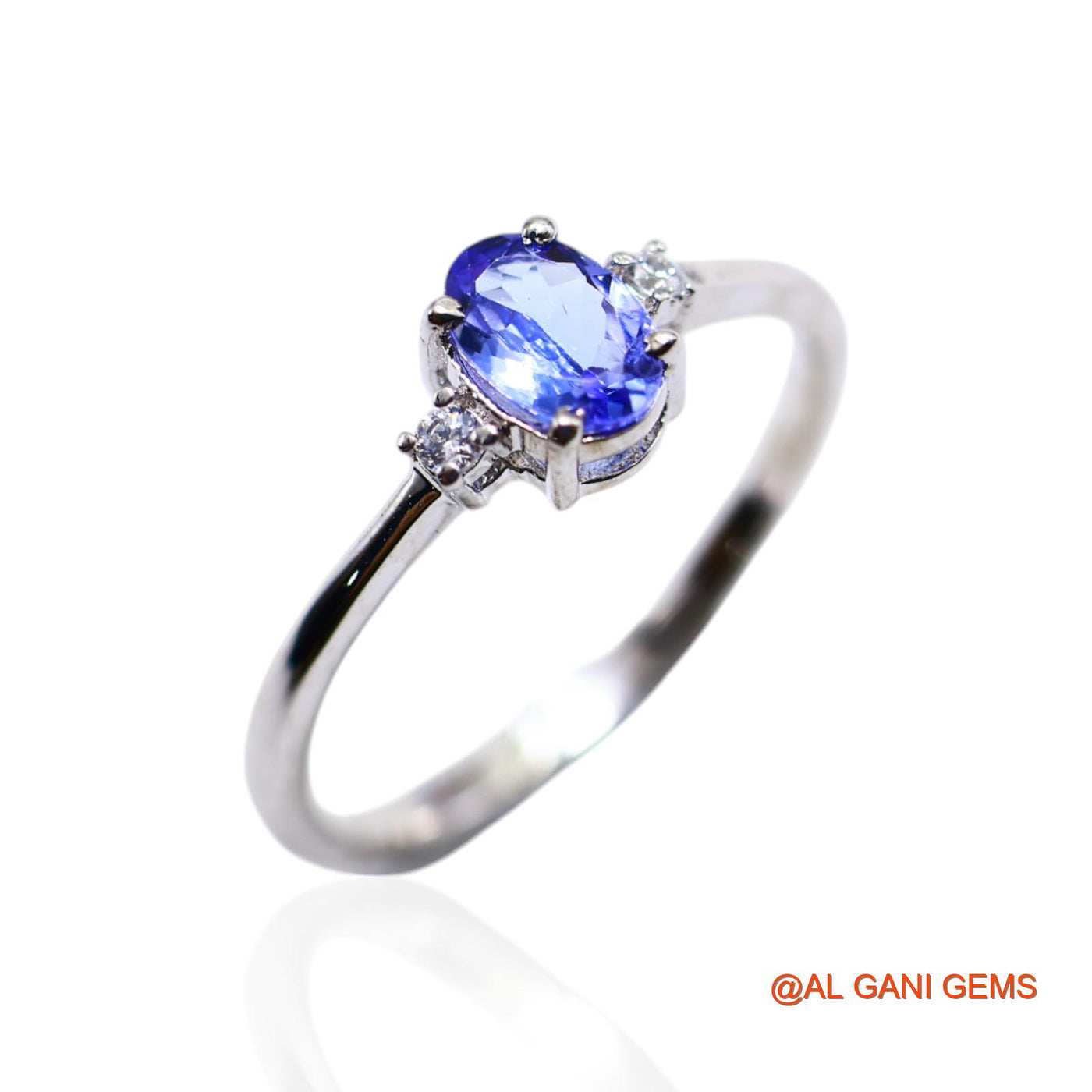 Sterling Silver Tanzanite Gemstone Zircon Mother Promise Solitaire Ring SR-38