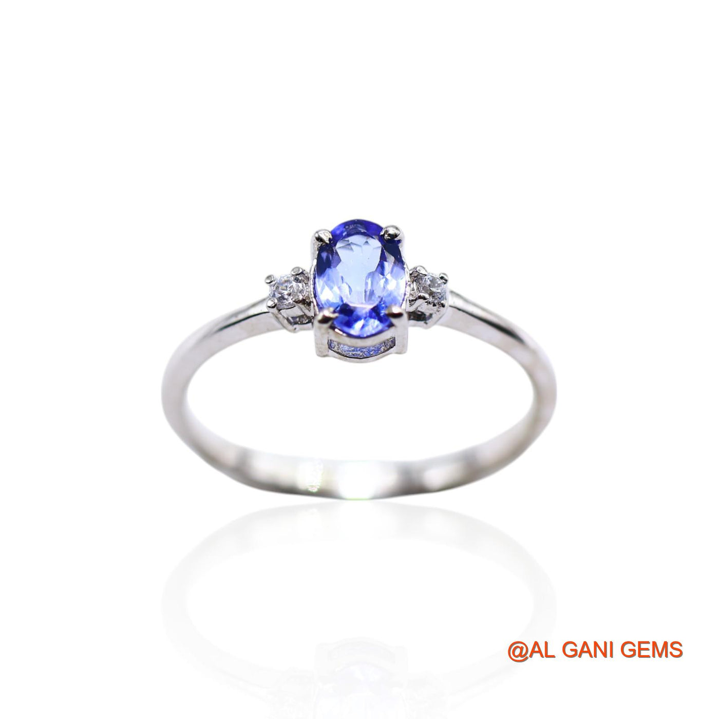 Sterling Silver Tanzanite Gemstone Zircon Mother Promise Solitaire Ring SR-38