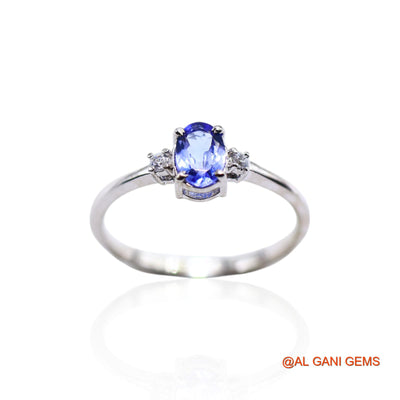 Sterling Silver Tanzanite Gemstone Zircon Mother Promise Solitaire Ring SR-38